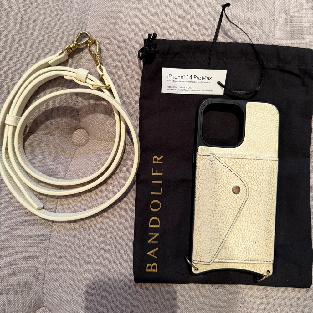 Bandolier Women’s Cream Leather iPhone Case and Strap
